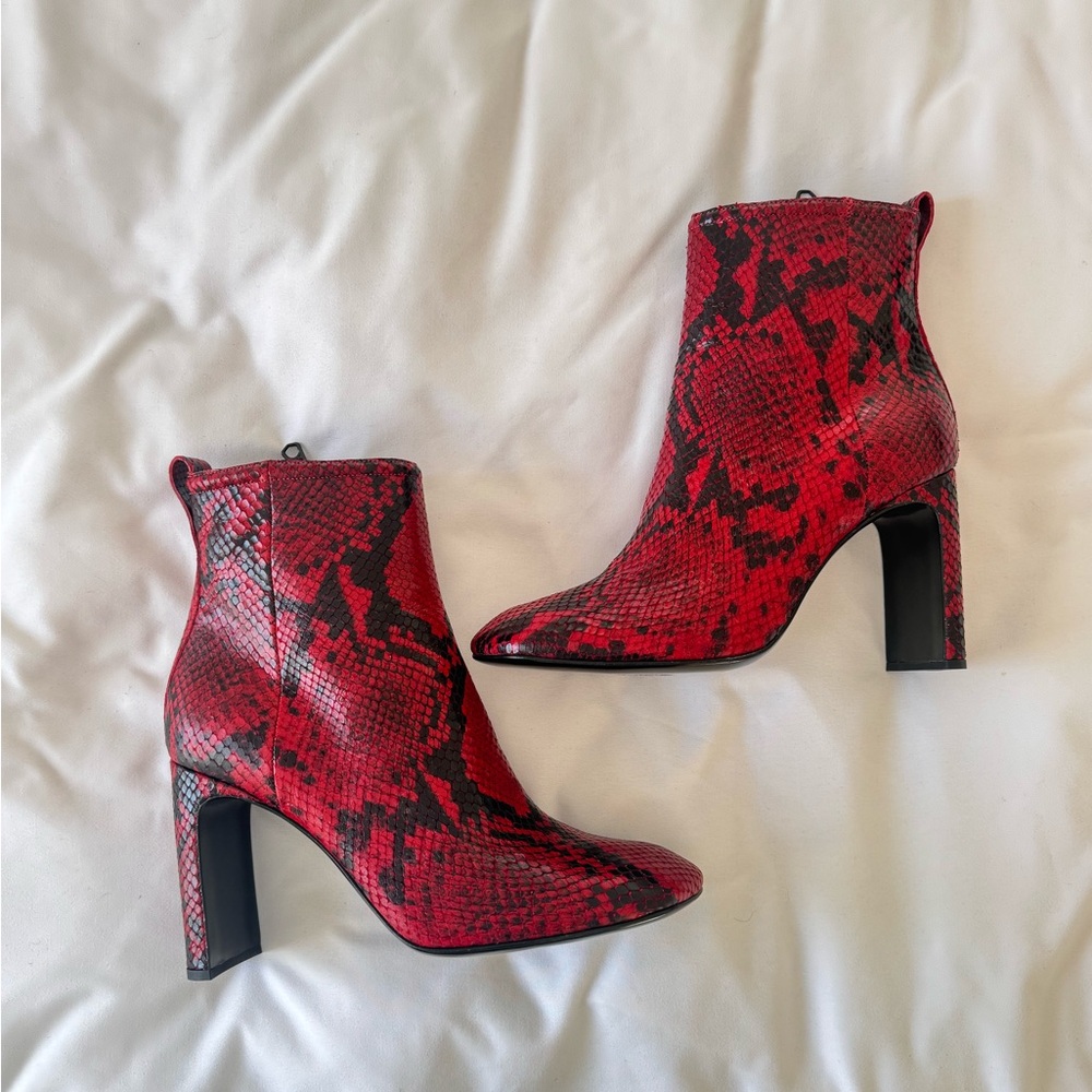 NEW Rag & Bone Ellis snake skin leather block heeled boots booties sz 38 / 8